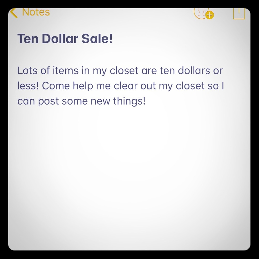 Ten Dollar Sale!
